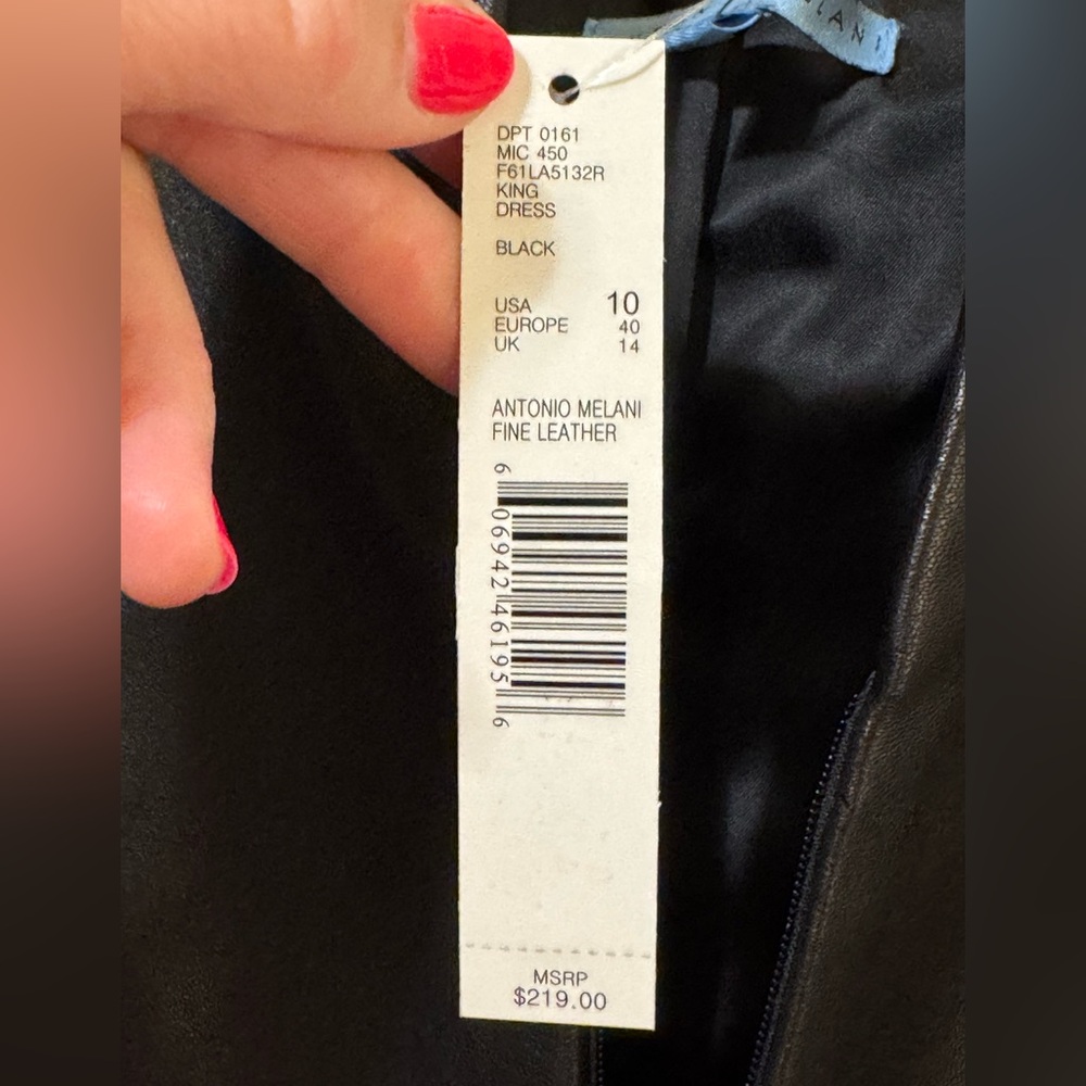 ✨ Brand New Ladies ANTONIO MELANI Black Leather Dress size 10 ✨ - Picture 7 of 16